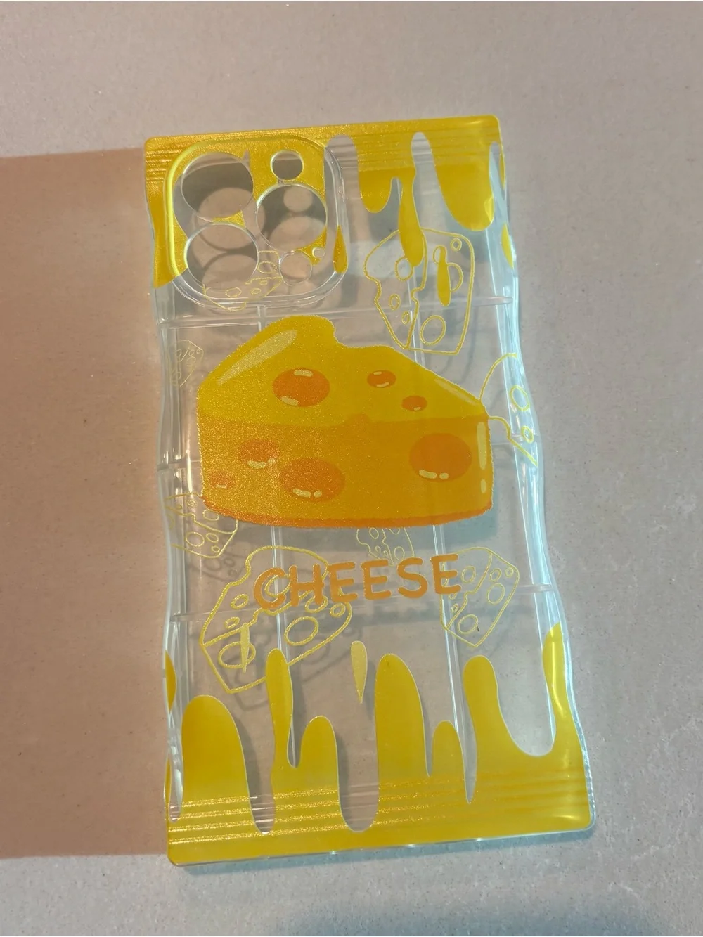 Clear iPhone 13 Pro Max Case with Yellow Cheese Graphic